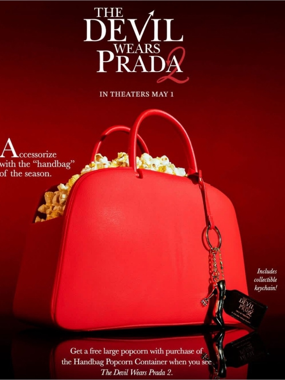 The Devil wears Prada2 Handbag-Popcorn  Bucket w/ Charm,Plush Blanket & FreeGift - Picture 16 of 16
